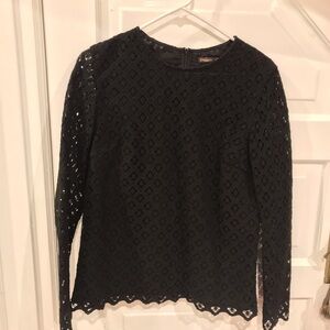 J. McLaughlin Diamond Black Lace crochet eyelet Blouse